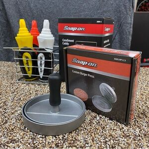 Snap-On BBQ Combo - Condiment Caddy & Burger Press NIB